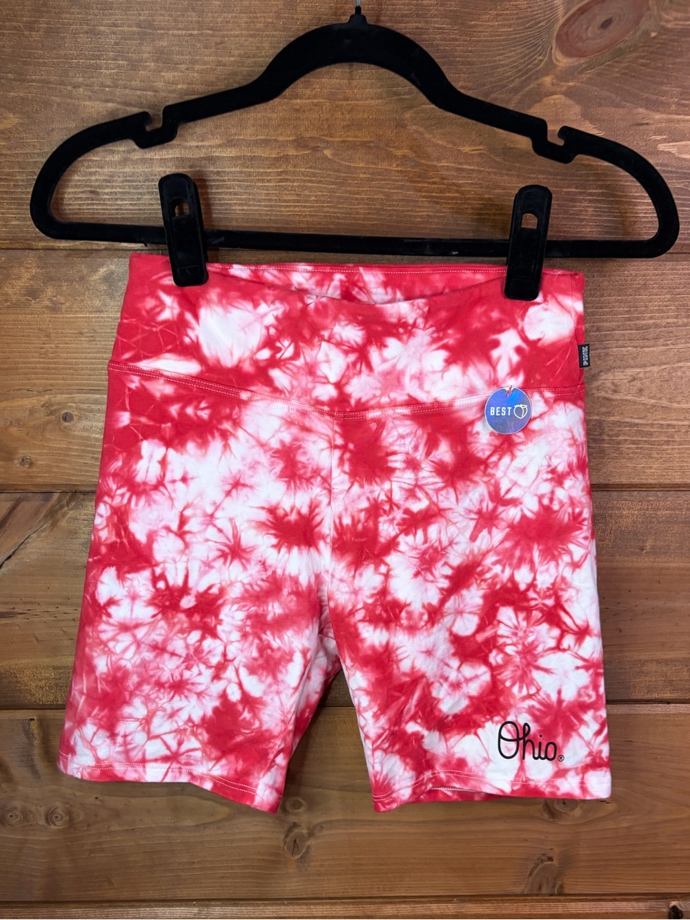PINK Victoria's Secret Red and White Tie-Dye Ohio Collegiate Bike Shorts XS